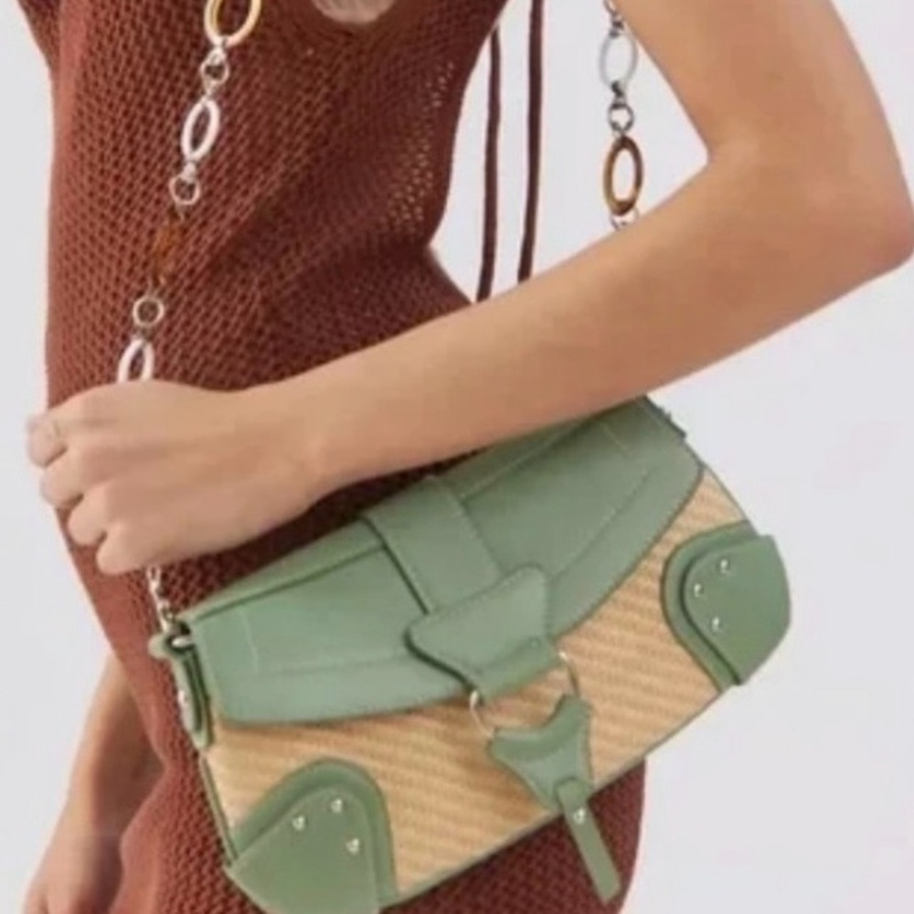 Urban Outfitters Woven Straw & Faux Leather Shoulder Bag NWOT